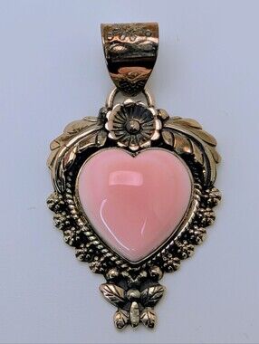 Pink Conch Heart Butterfly Pendant S925 Sterling Silver